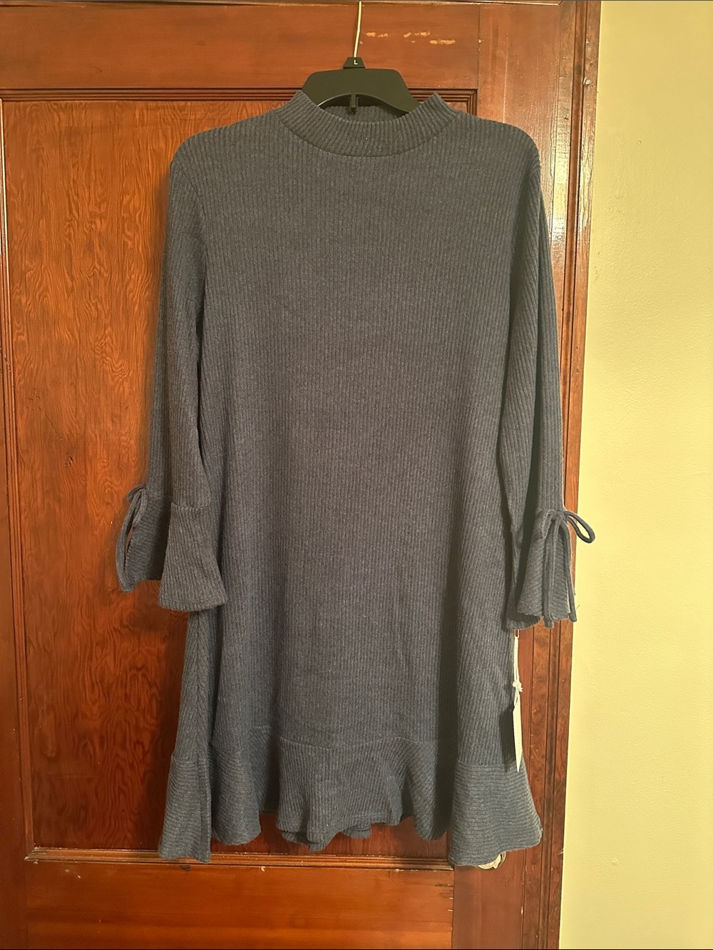 NWT LC Lauren Conrad Women’s Size L Ribbed Mock Neck Tunic Blue Sweater Dress